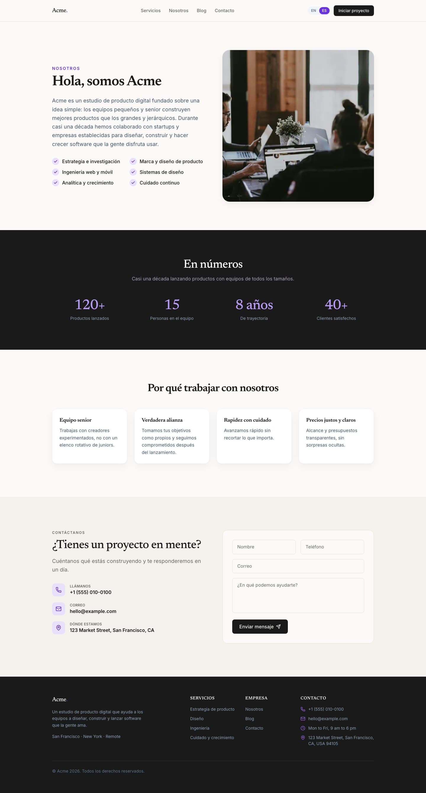 Spanish about page