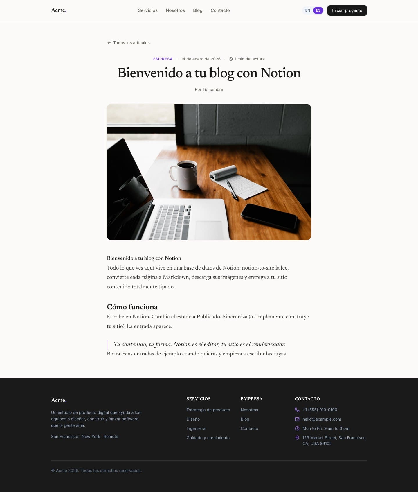 Spanish welcome article