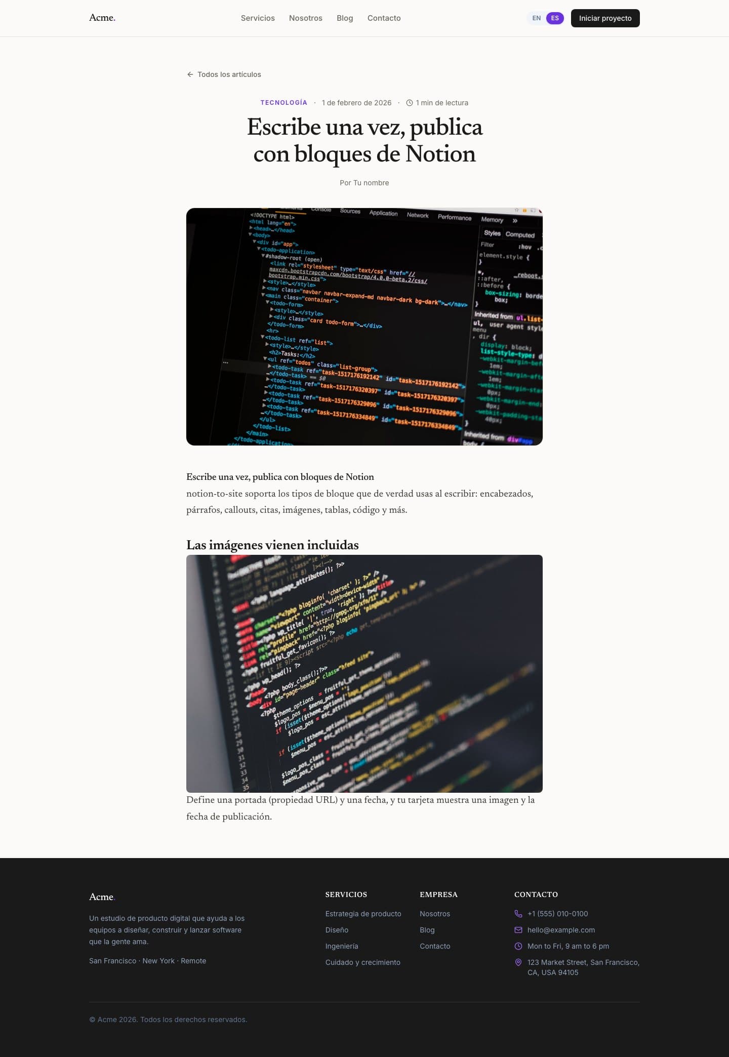 Spanish Notion blocks article