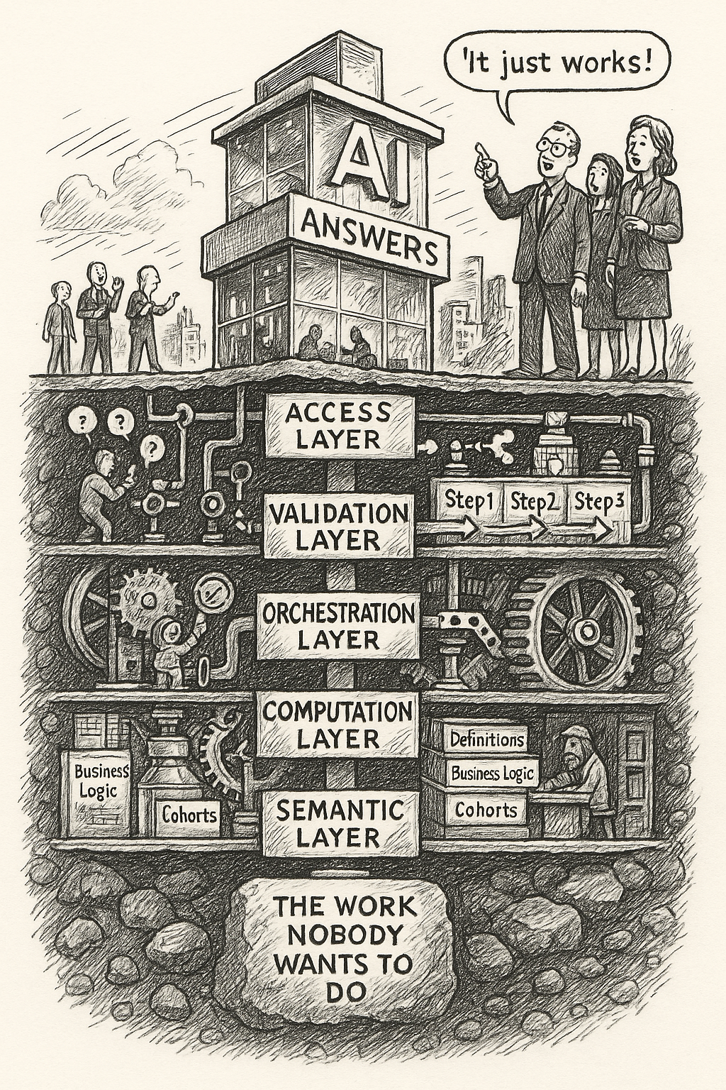 Layered AI infrastructure diagram