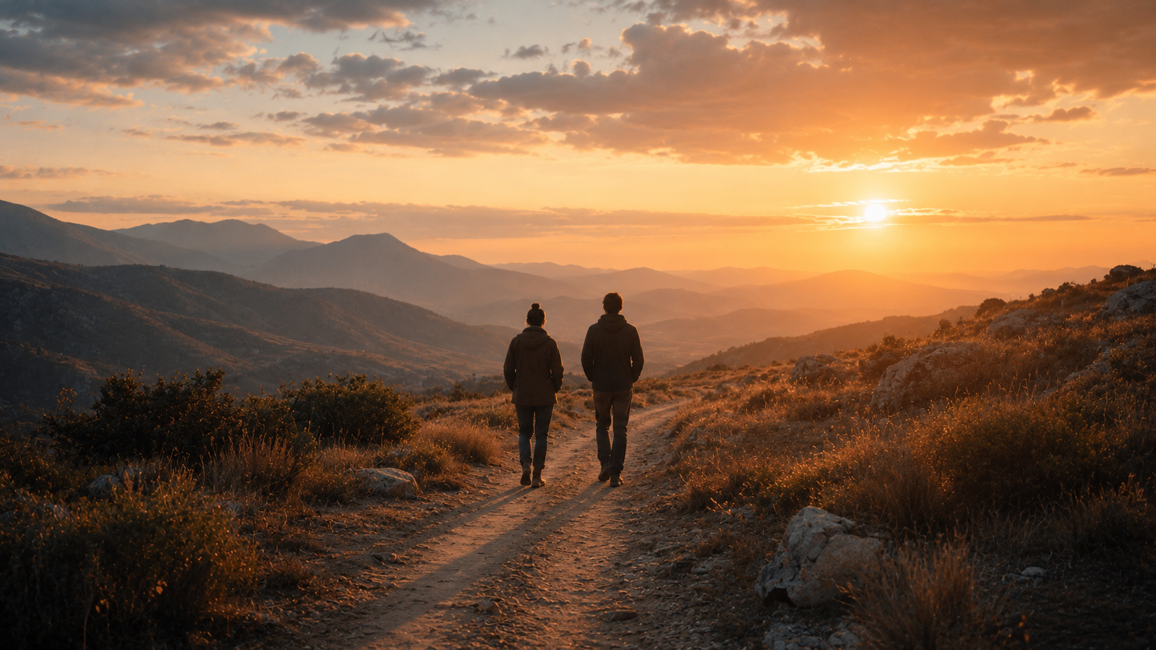 Dos personas caminando lado a lado en un sendero